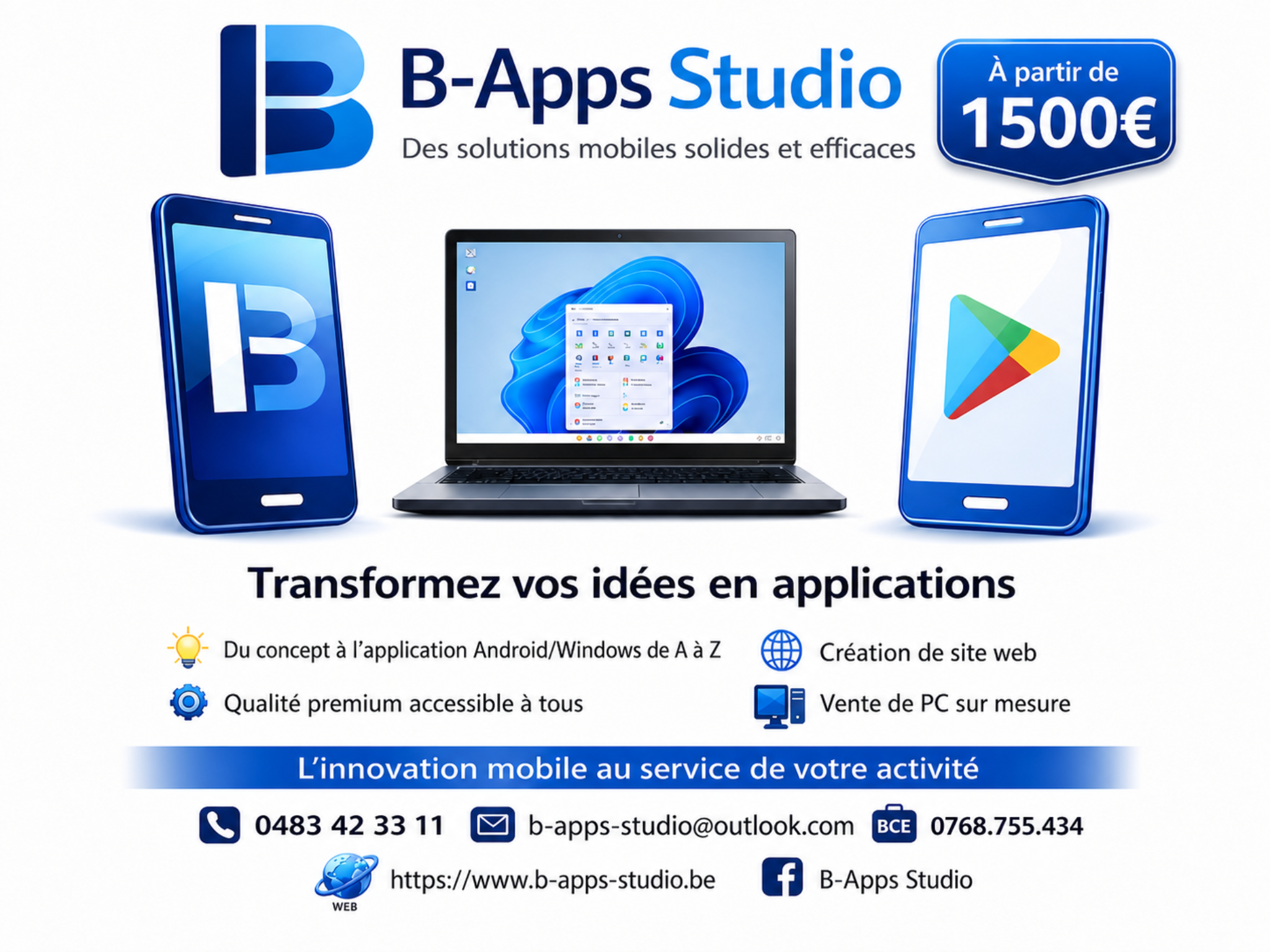 B-Apps Studio - transformez vos idées en applications à partir de 1500 euros
